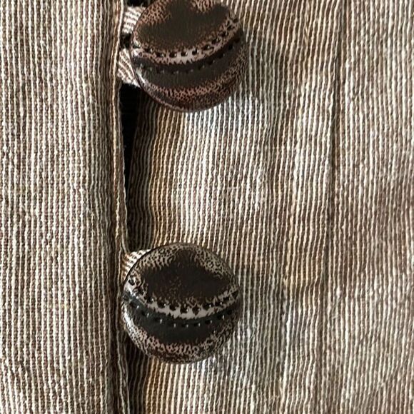 Sharagano brown linen cotton cropped short sleeve swing jacket 22W - Picture 3 of 13